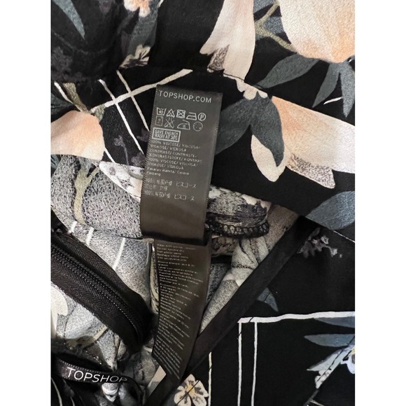 TopShop Wide Leg Crop Pants Black and Cream Floral 4‎ - Picture 7 of 7